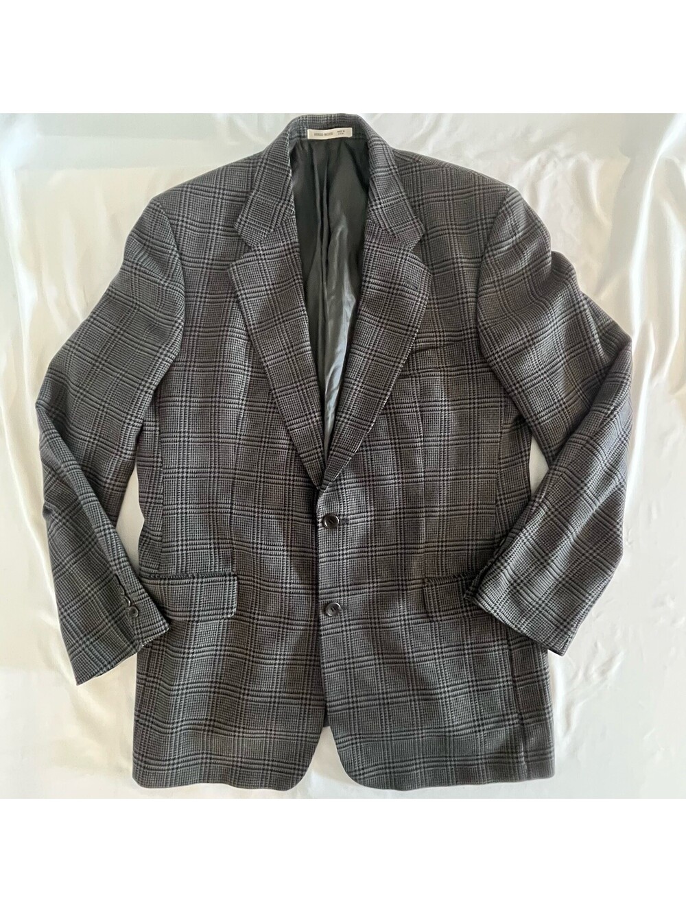 Hugo Boss Men's Gray Plaid Wool Blend Blazer Sport Coat 42L